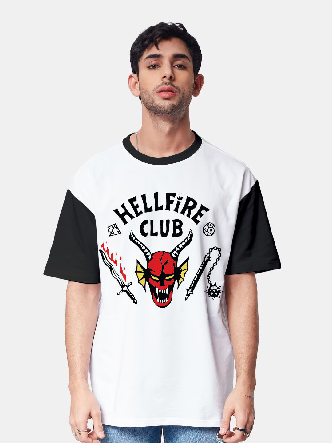 Crazymonk Men Graphic Printed Round Neck Cotton Oversized T-shirt
