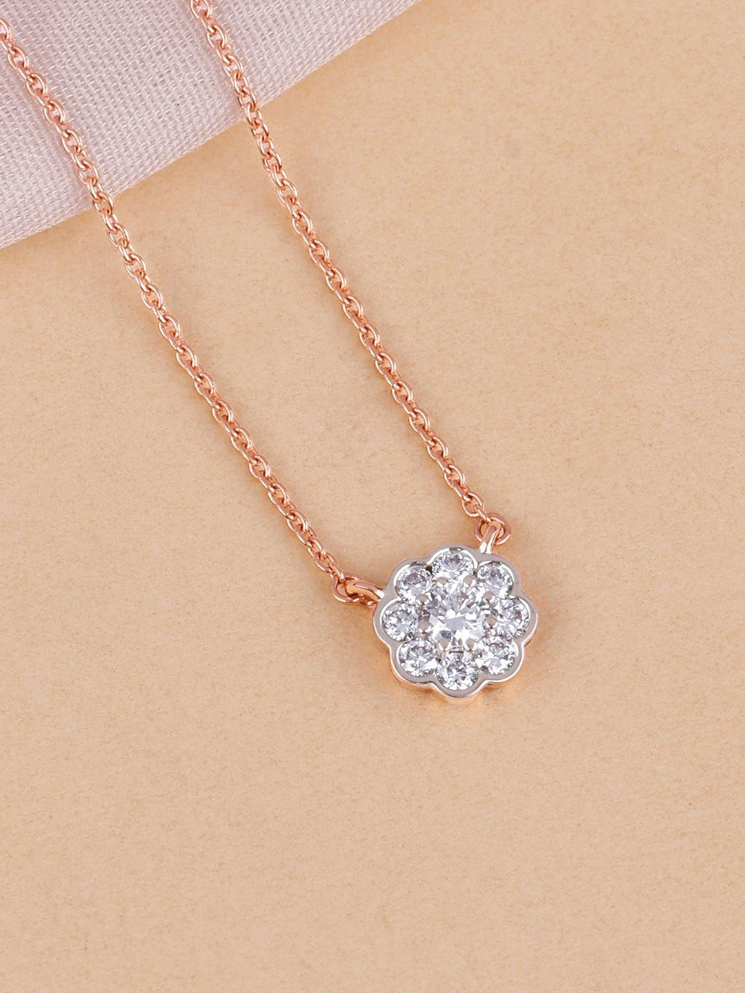 GIVA 14Kt Gold Blooming Flora Necklace & Chains Diamond-2.31 gms