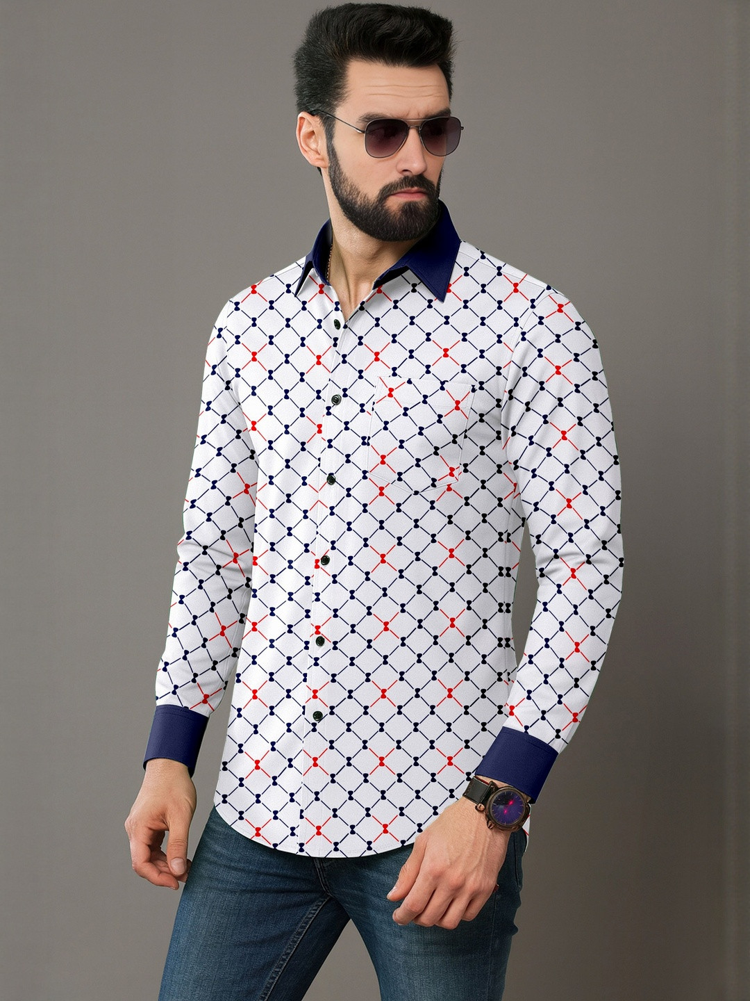 MAN'S SUITUP Women White Casual Poly cotton Spread Collar Long Sleeves Shirts