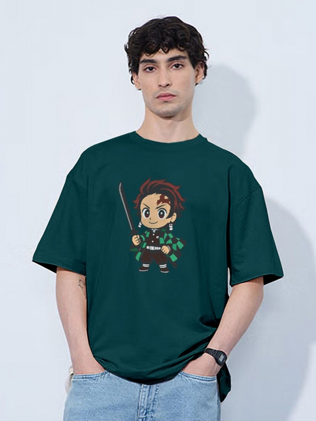 TOGS & TERRE Mens Round Neck Half Sleeves Oversized Cotton Printed T-Shirt