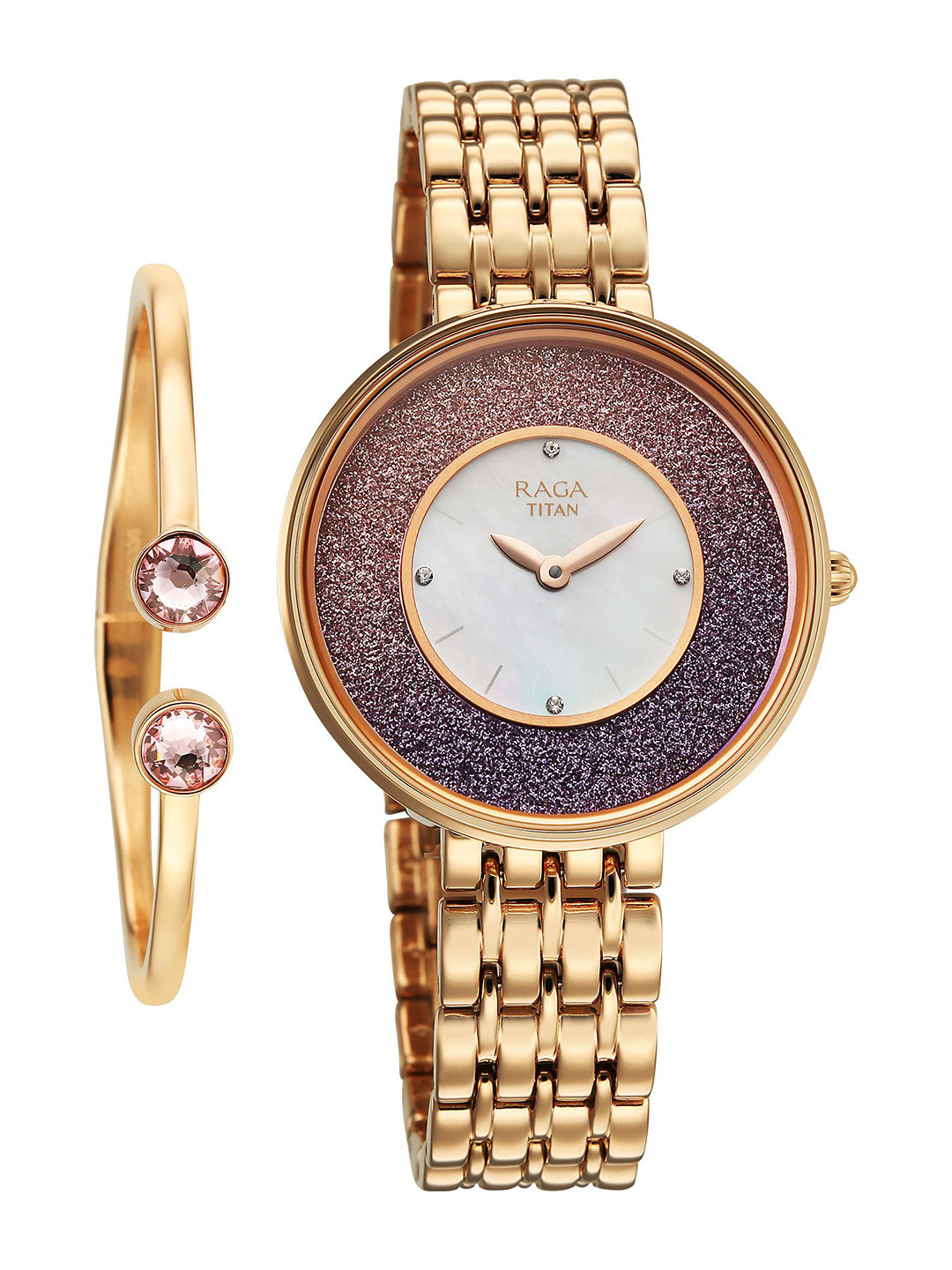 Titan Raga Women White Round Dial Glimmers Quartz  Watch - 95336WM01F