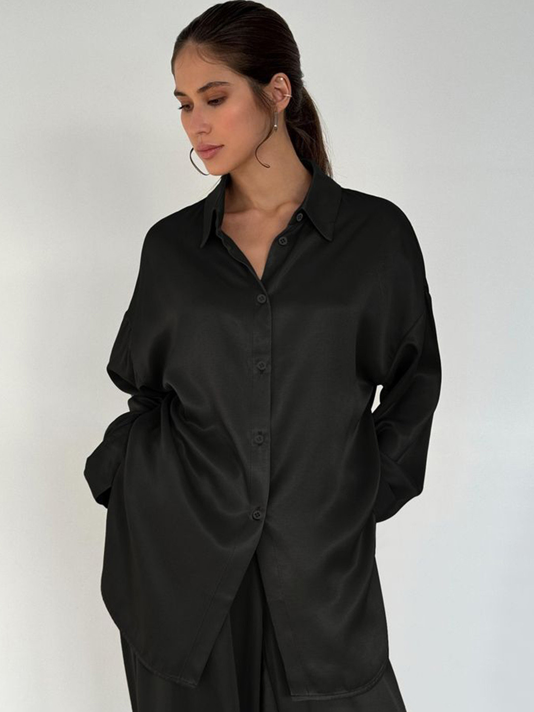 LULU & SKY Women Collar Neck Loungewear Shirt & Wide Pants Night suit