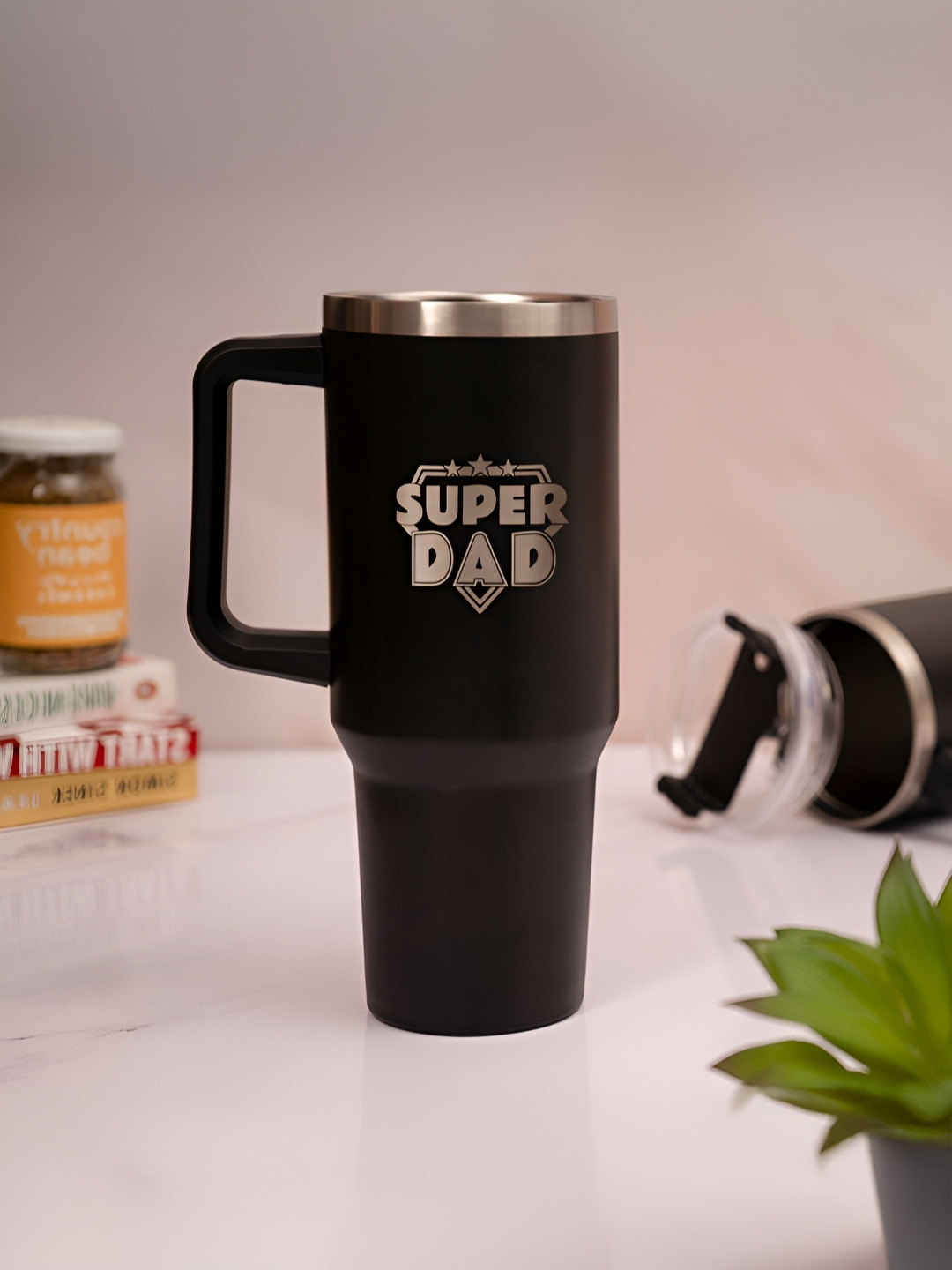 The Zappy Box Black & White Single Stainless Steel Typography Printed Tumbler 1200ml
