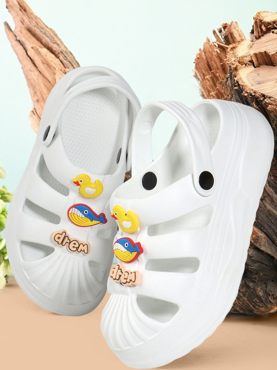 Kook N Keech Women White Croslite Back Strap Clogs