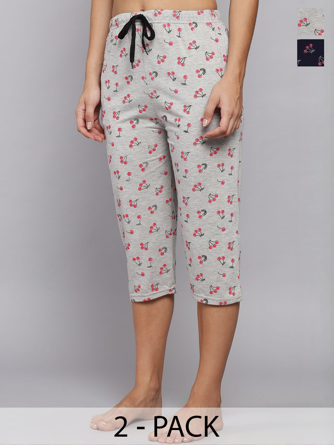 FIT N FAME Women Pack Of 2 Printed Capris