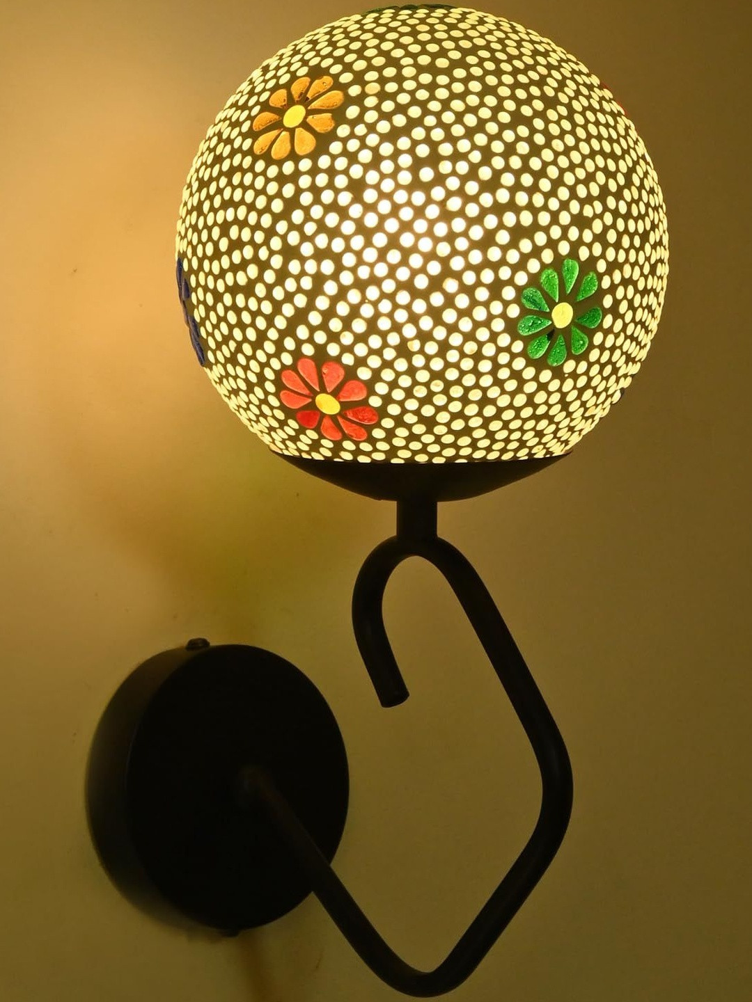 1ST TIME Multicoloured Printed Glass Sperical Shaped Wall Lamp