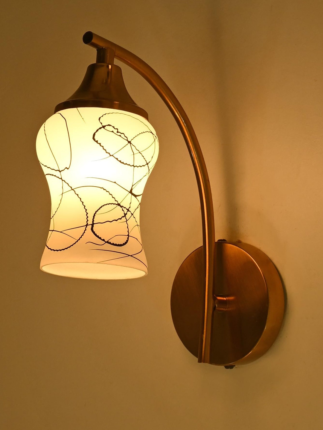 1ST TIME Black & White Printed Glass Traditional Cylinder Shaped Wall Lamp