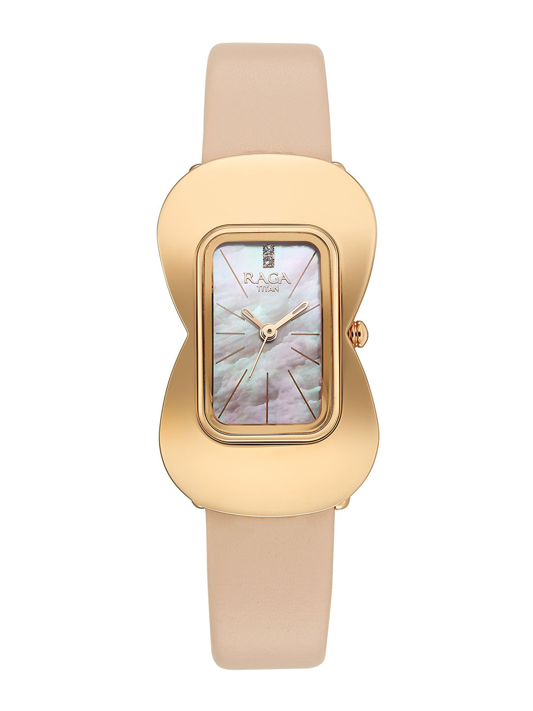Titan Raga Glimmers Women Quartz Brass Dial & Leather Straps Watch 95340WL01