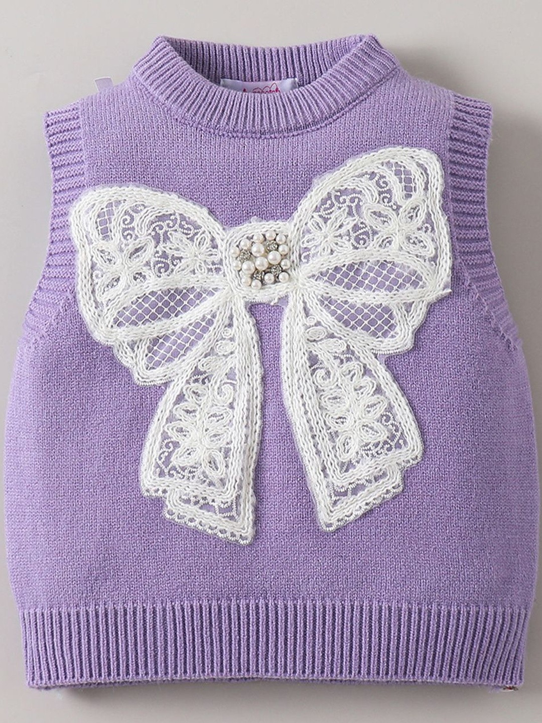 Hopscotch Girls Center Lace Bow Detail Sweater