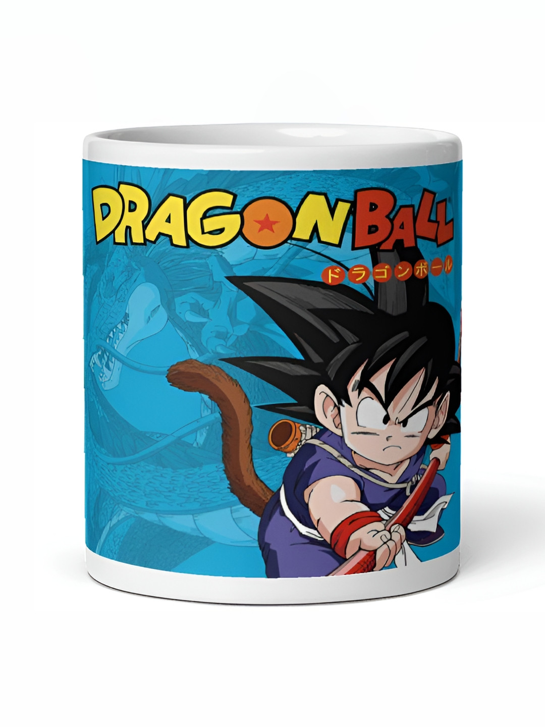 Mr UVD White & Blue Dragon Ball Printed Ceramic Glossy Mug - 350 ml