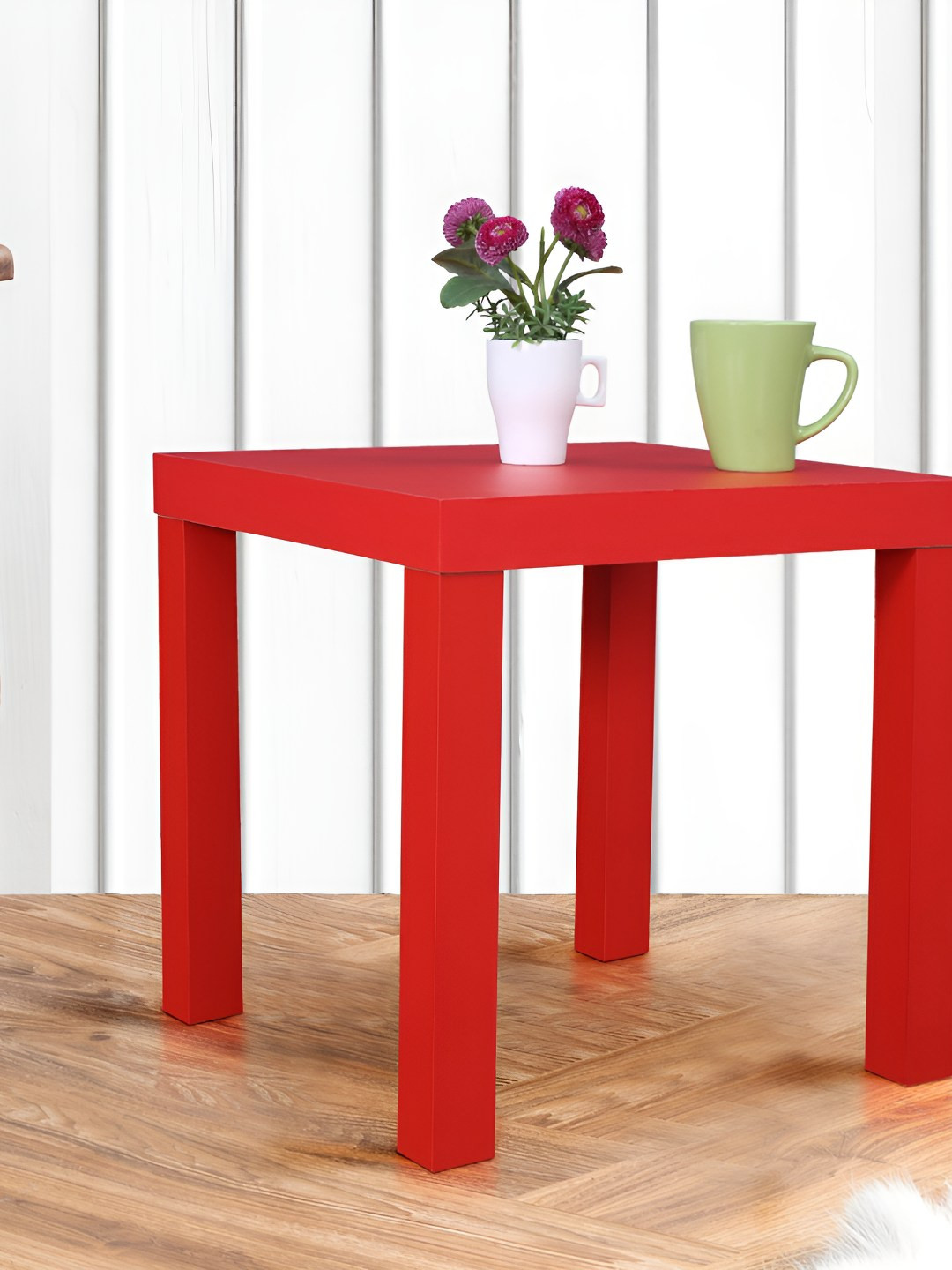 HomeTown Red Wooden Rectangle Bedside Table