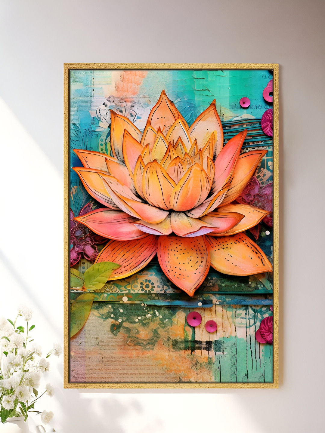 Art Street Orange & Pink Floral Canvas Wall Art