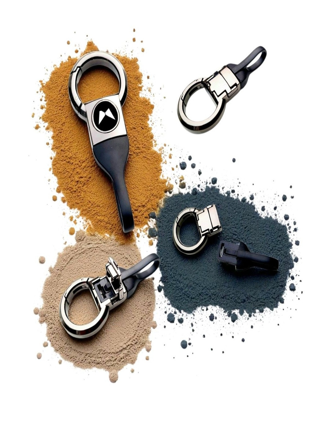 ADOREAL Silver Metal Leather Belt Mahindra Keychain