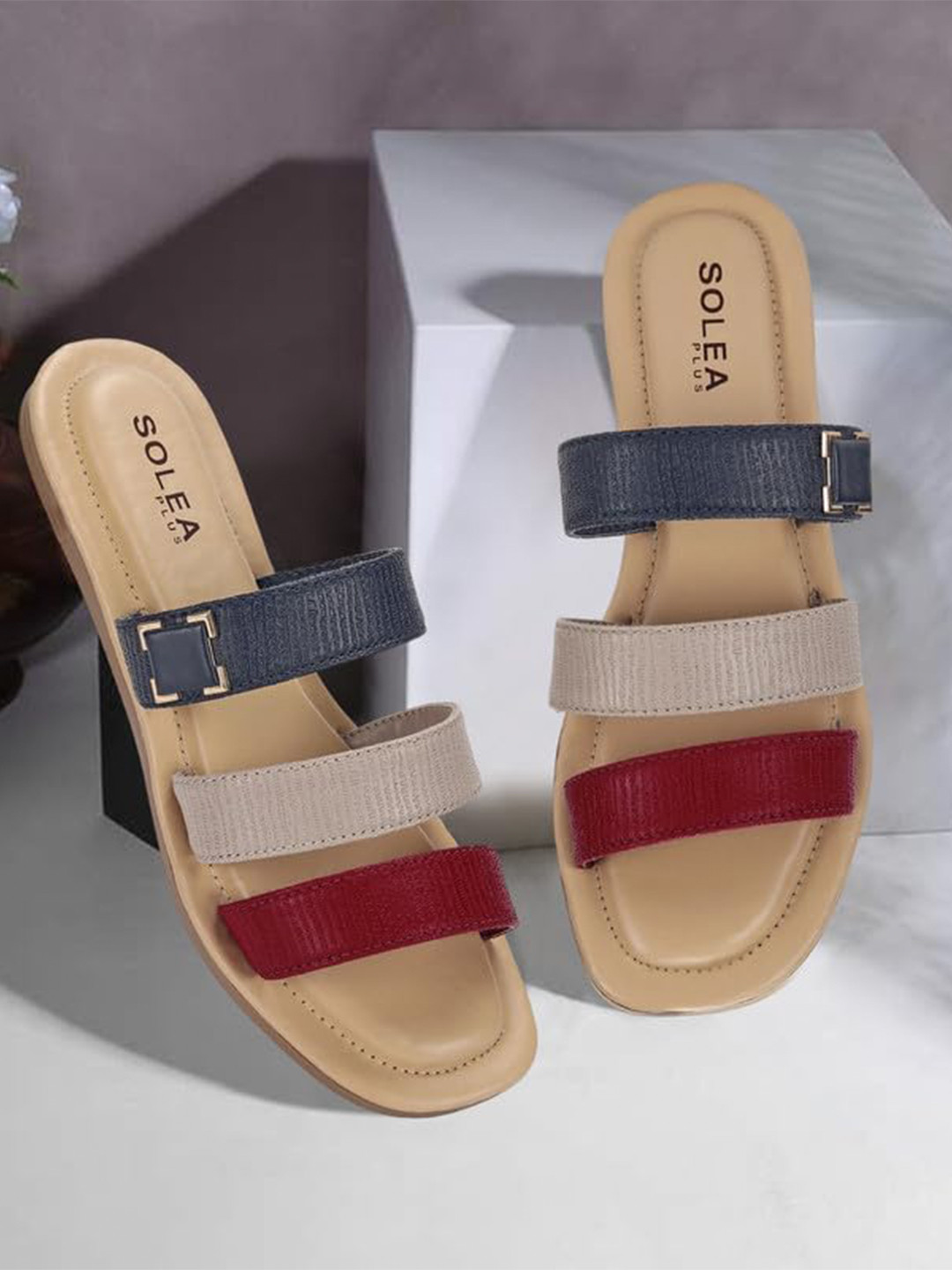 Paragon Lightweight Colourblocked Open Toe Flats