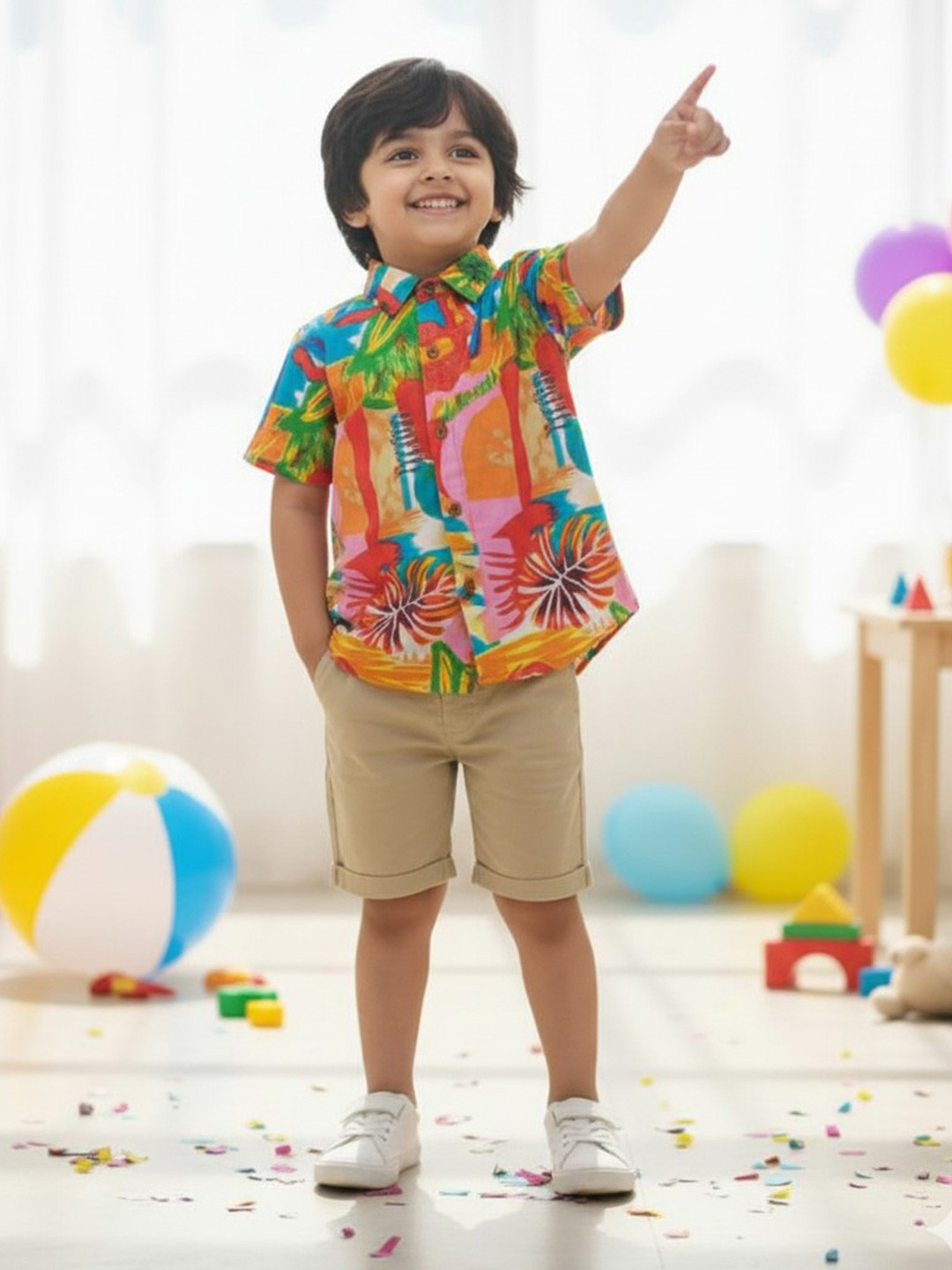 MASU LIVING Boys Comfort Floral Opaque Printed Cotton Casual Shirt