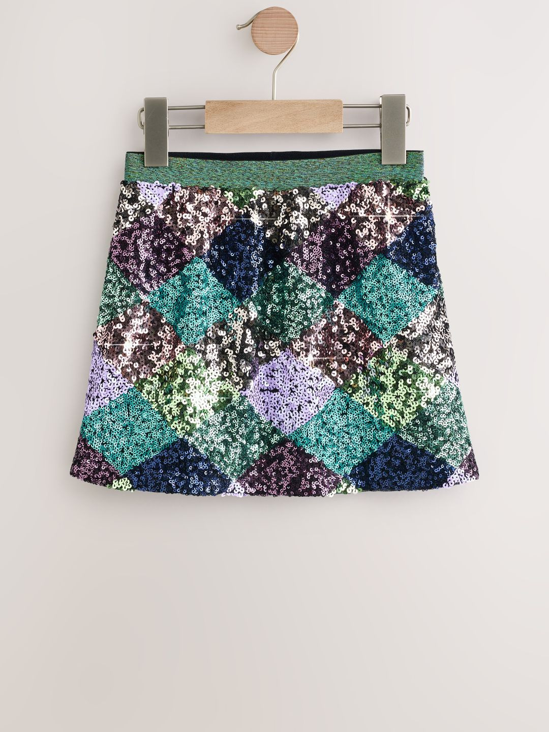 Next Girls Check Sequin Mini Skirt