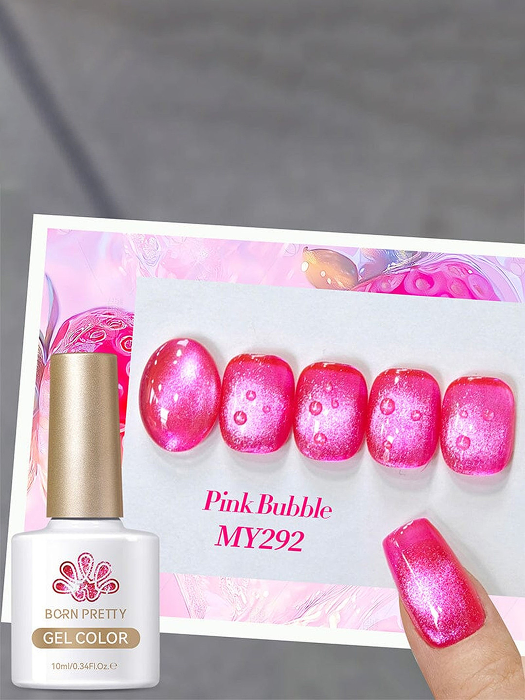 BORN PRETTY Cat Eye Magnetic Gel Polish - 10 ml - Pink Bubble-MY292