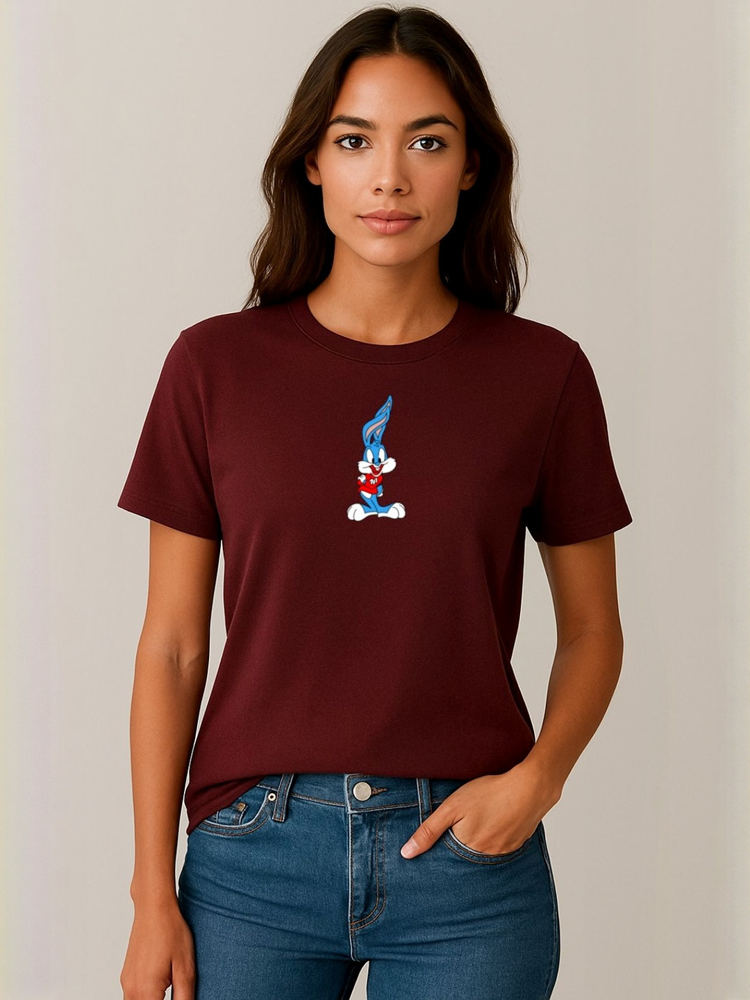 Anikmart Women Sylvester Graphic Printed Round Neck Cotton T-shirt