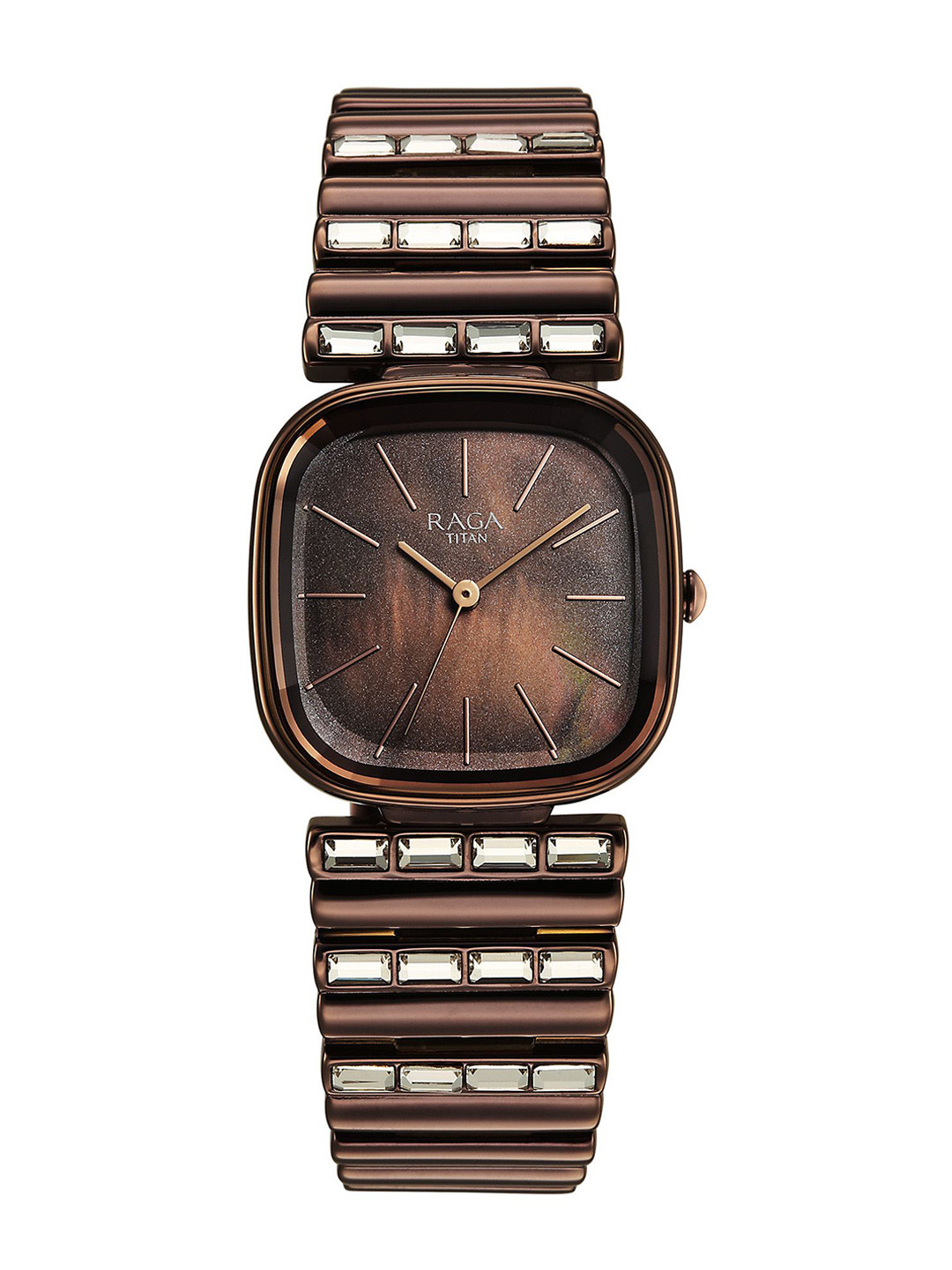 Titan Women Raga Glimmers Quartz Brown Shaped Dial Watch - 95339QM01F