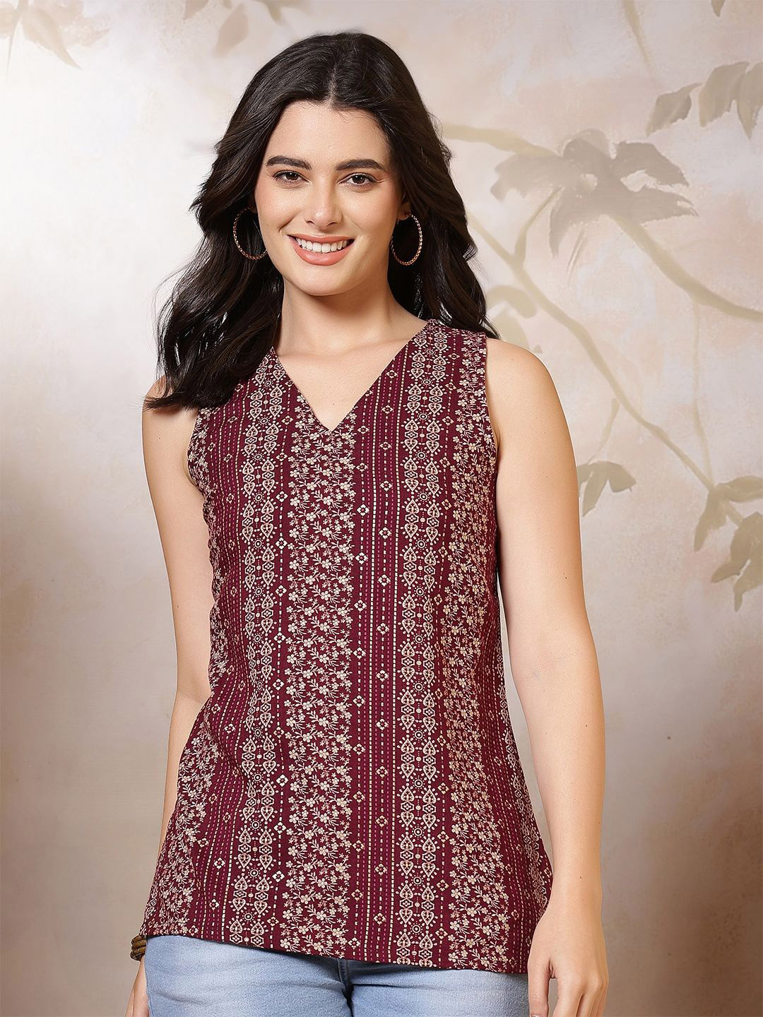 Anouk Rustic Viscose Rayon Print Ethnic Top