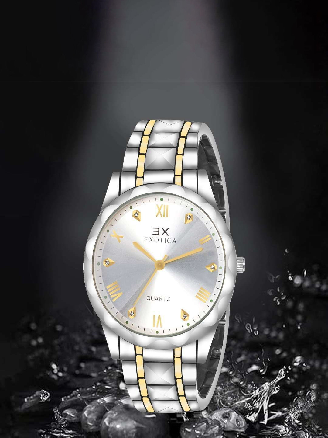 EXOTICA Gents IP Gold Men Brass Dial & Straps Analogue Watch EX-6079-TT-White