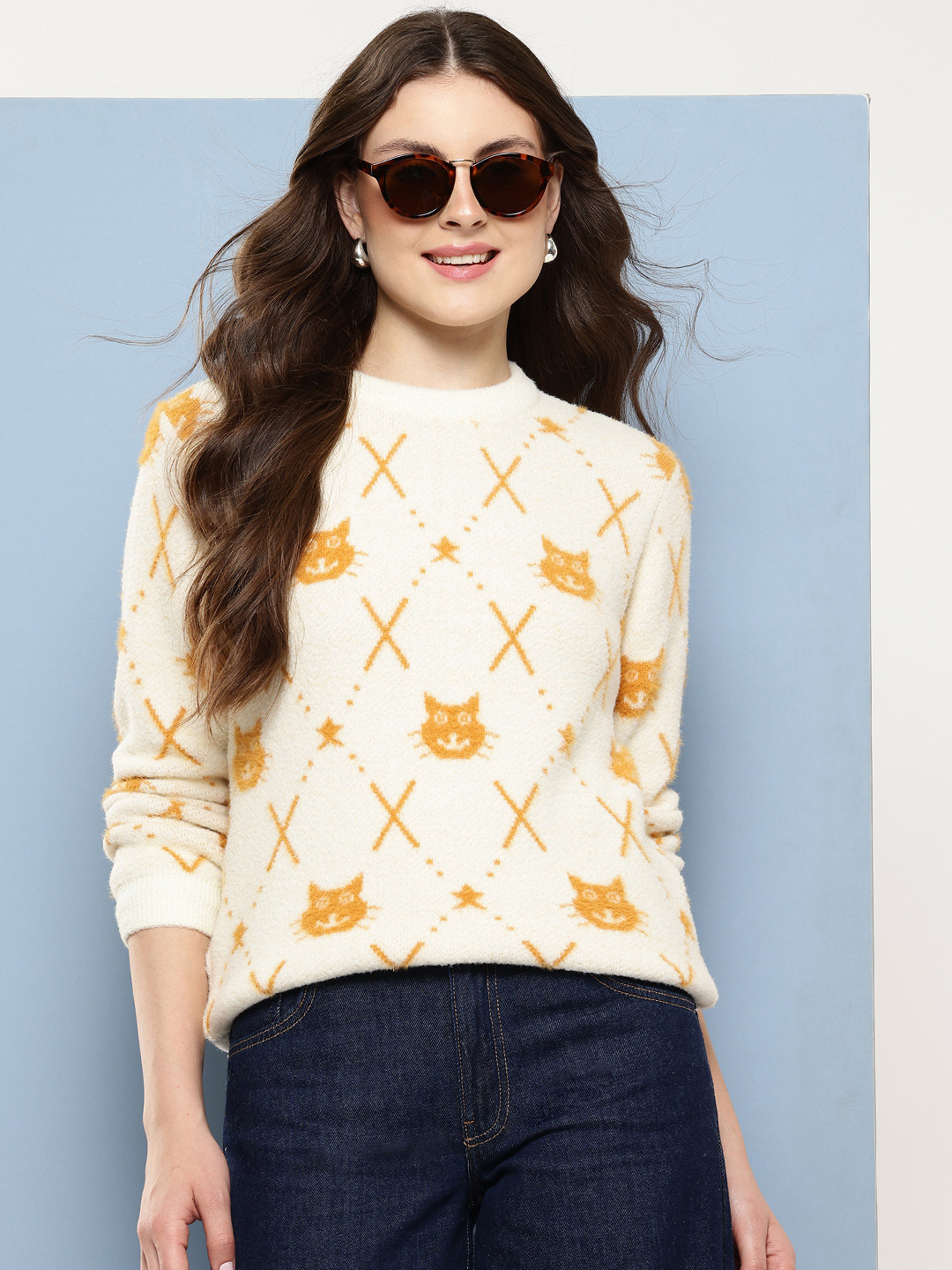 Aarika Self-Design Fuzzy Pullover
