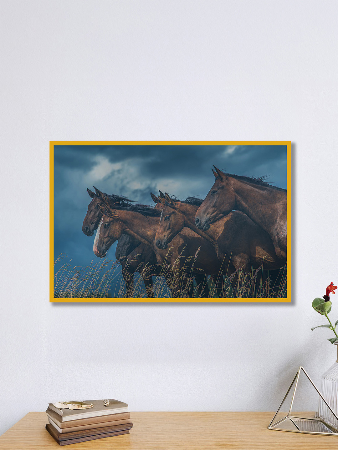 nestroots Blue & Brown Edge of Thunder Horse Canvas Wall Art