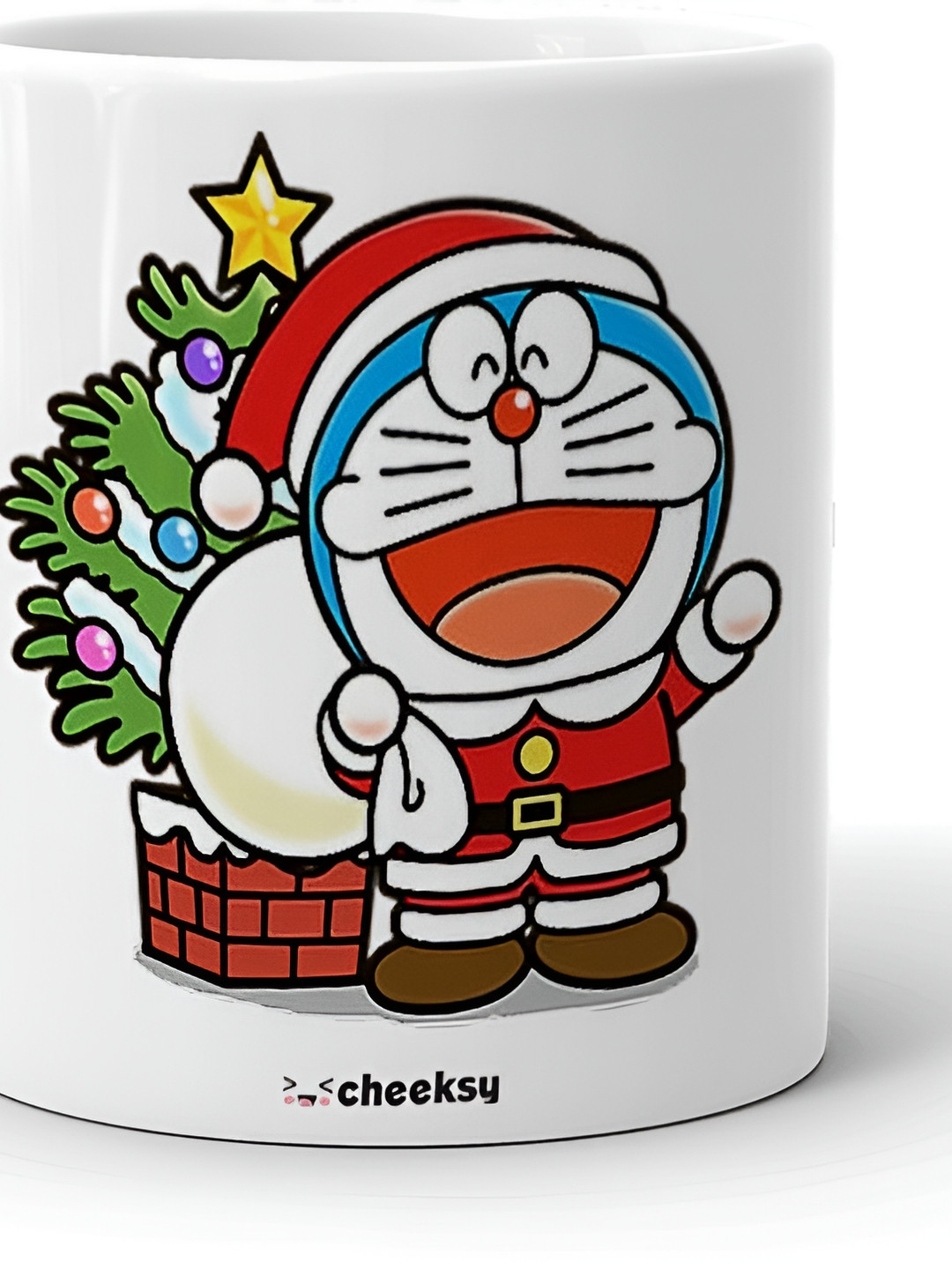 Mr UVD White &  Red Cartoon Character Printed Ceramic Glossy Mug 300 ml