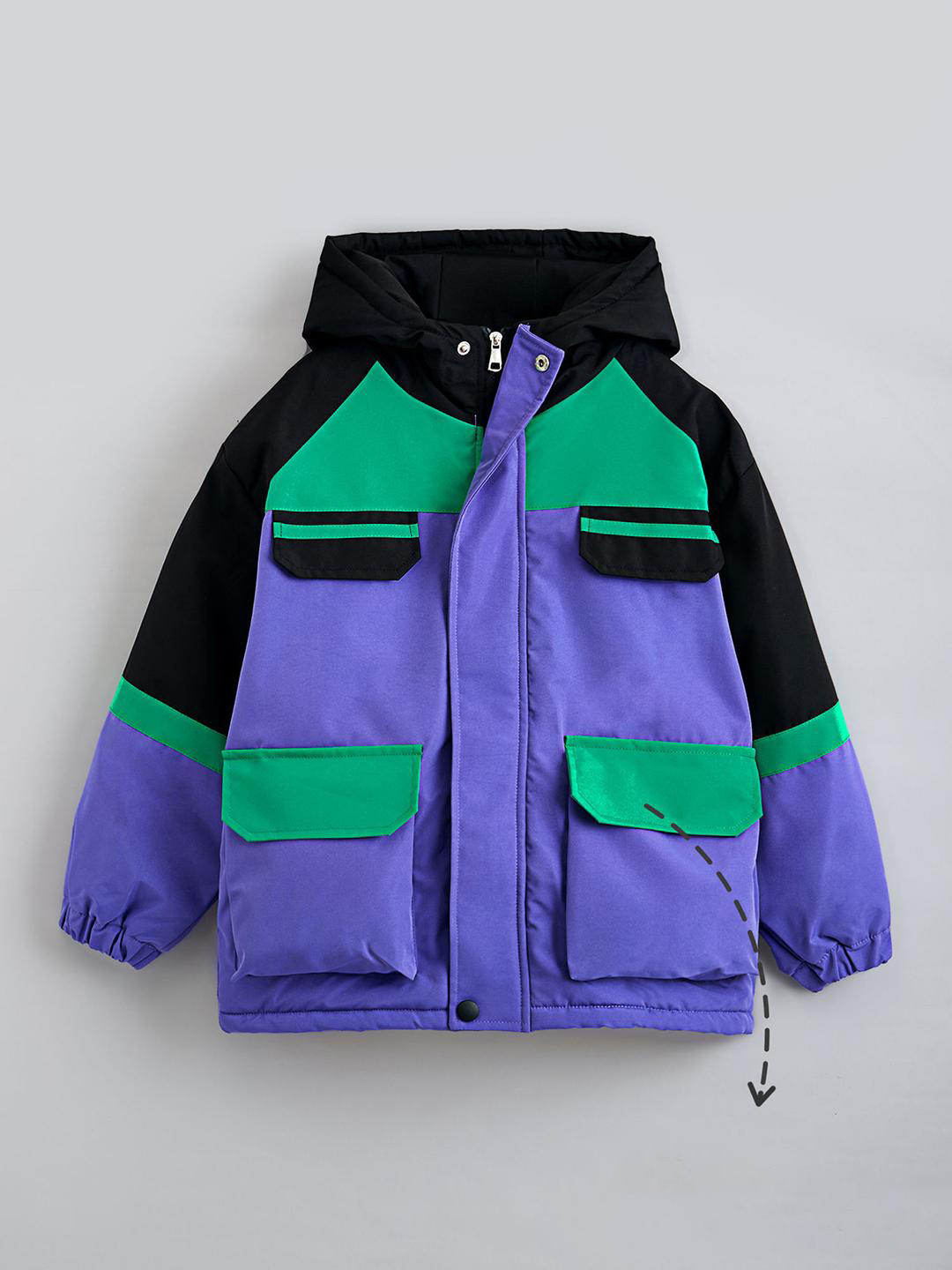 Hopscotch Kids Polyster Colourblock Full-Sleeve Long Coat