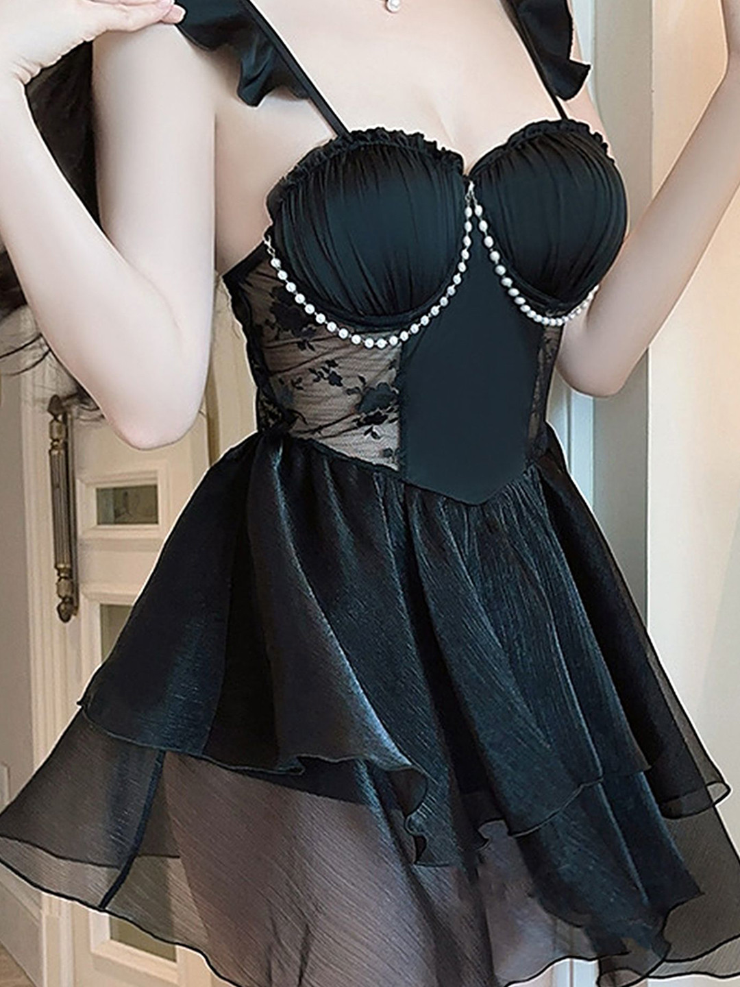 LULU & SKY Beaded Chain Detail Baby Doll Nightdress