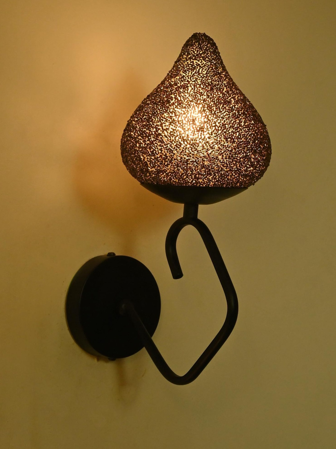 1ST TIME Black & Black Textured Glass Cylinder Shaped Wall Lamp