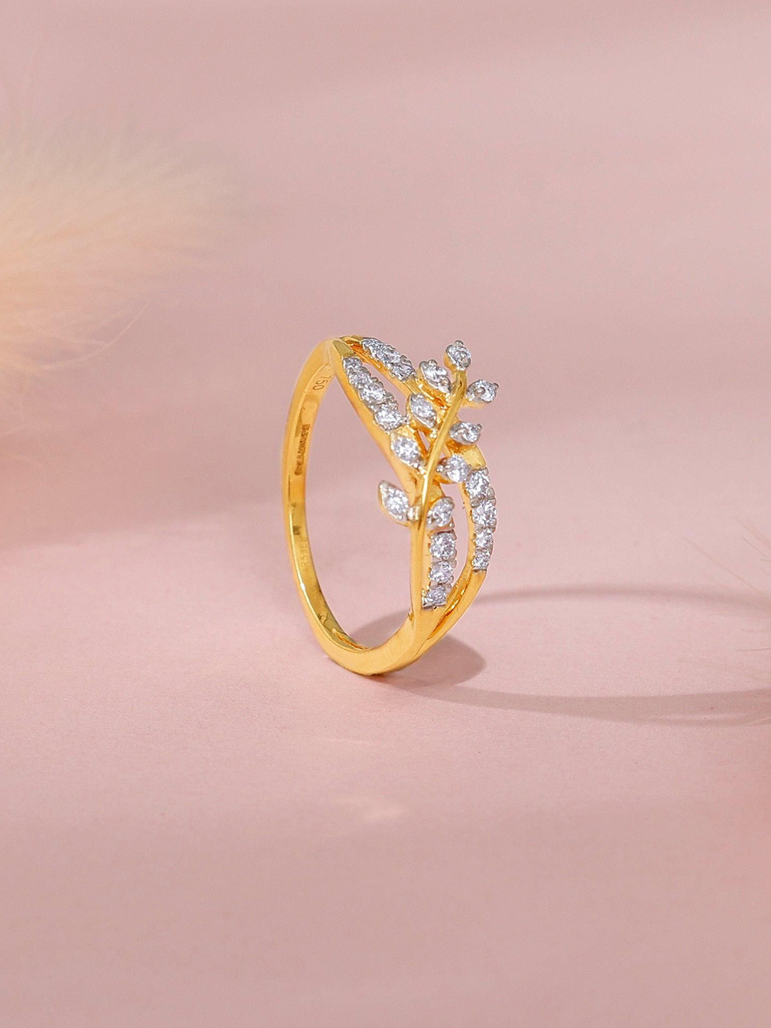 GIVA 18 Kt Gold Elysian Twist Ring With 0.28 Carat Lab Grown Diamond-2.088 gms