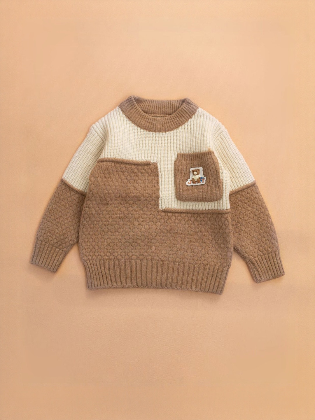 Hopscotch Boys Textured Bear Cut Round Neck Pullover