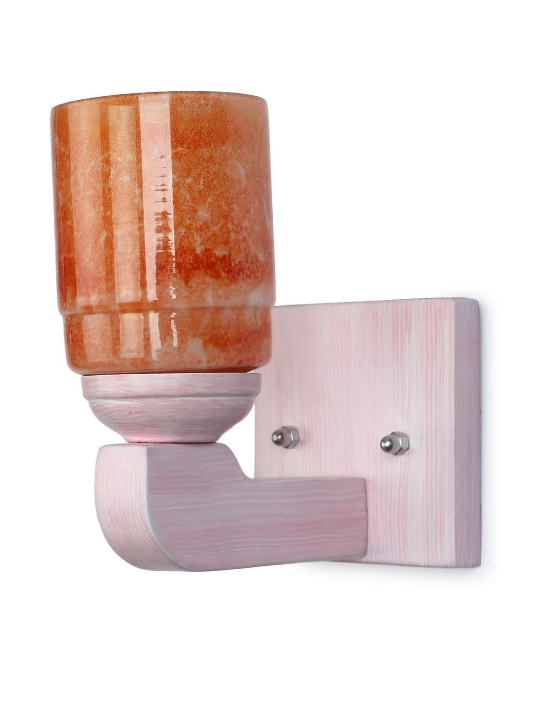 1ST TIME Orange & White Stylish Solid Glass Traditional Cylinder Shape Wall Lamps