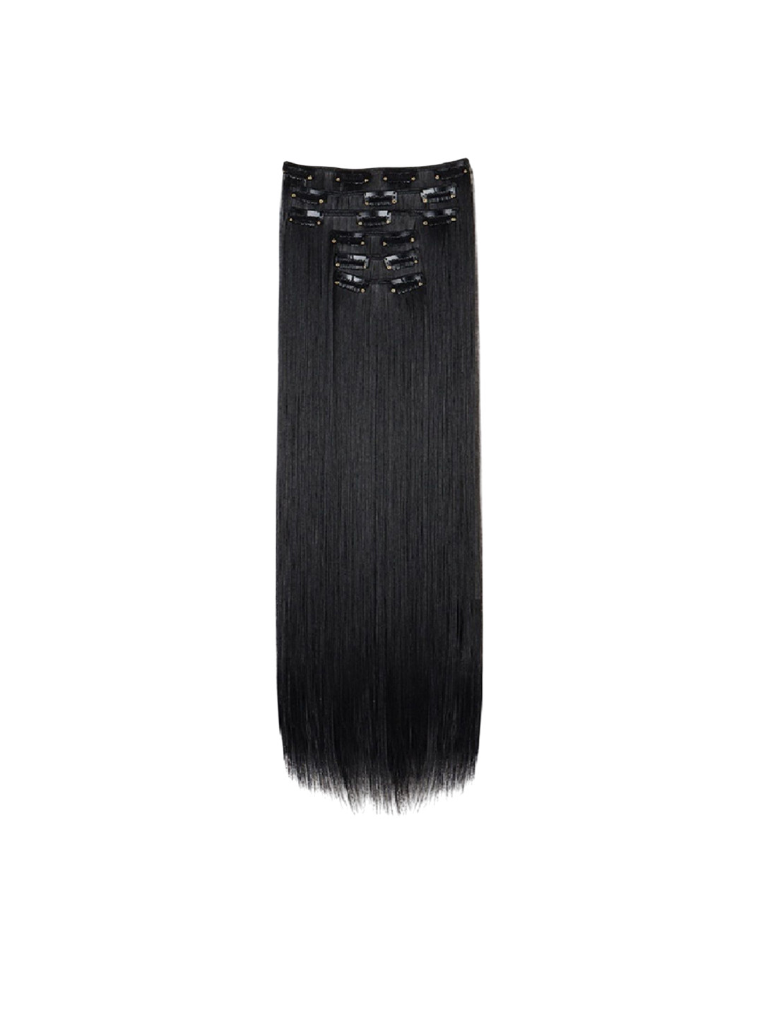 MoonEyes Women Clip-In Straight locks Hair Extension - 24 Inch - Black
