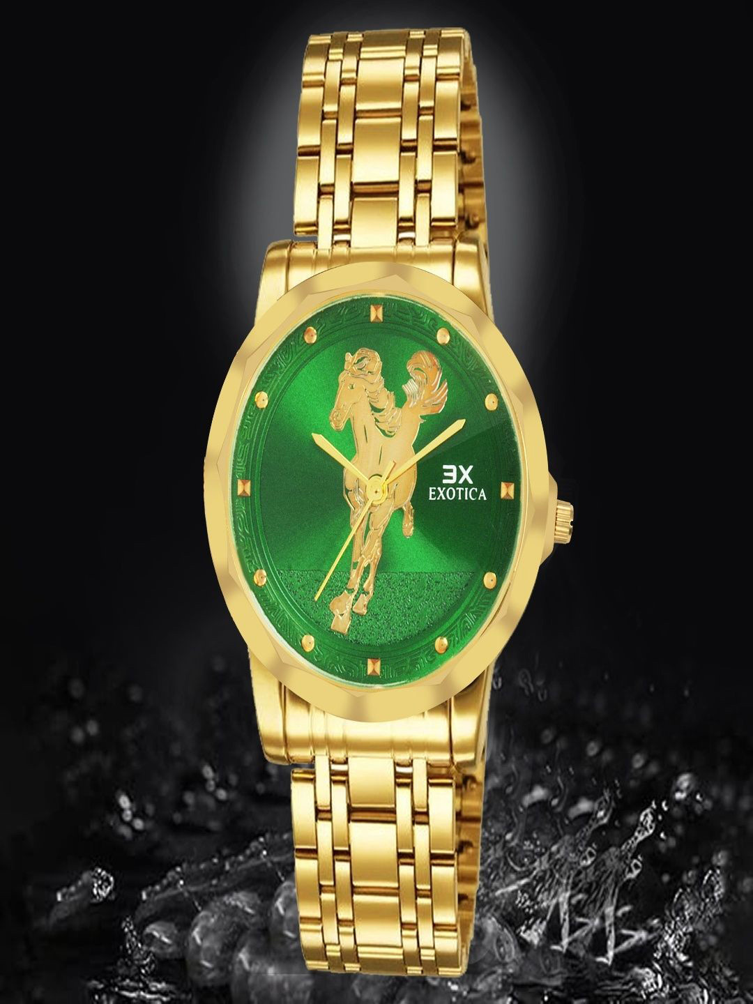 EXOTICA Men Brass Embellished Dial Analogue Watch EX-6099-Gold Green