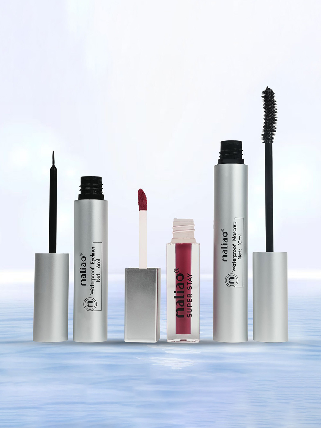 Maliao Set Of 3 Waterproof Eyeliner- 6 ml- Mascara- 6 ml & Liquid Lipstick- 7.8 ml- 04