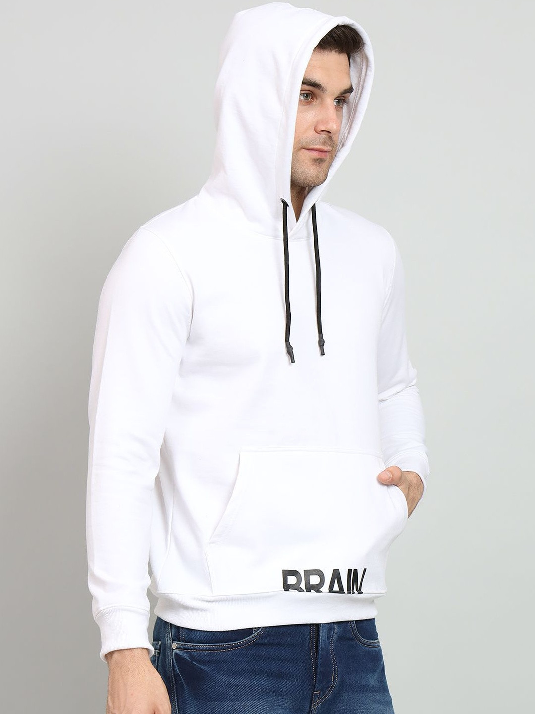 SZN Men White Fleece Pullover Sweatshirt