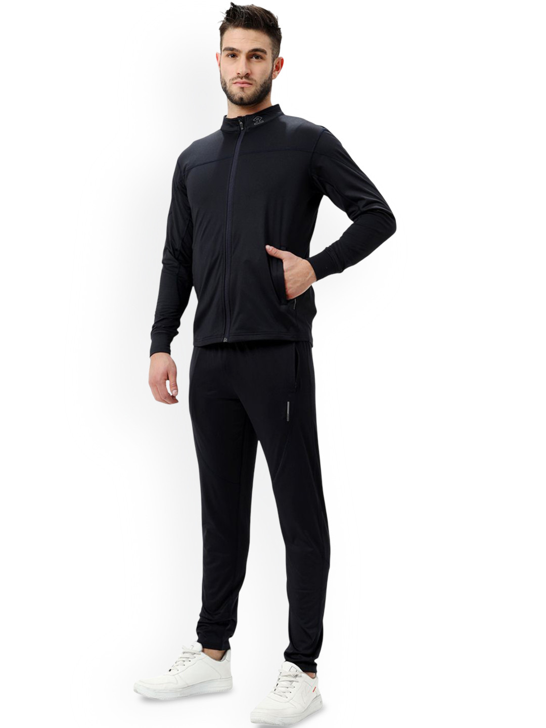 Shrey Men Solid Mock Collar Showdown Tracksuit
