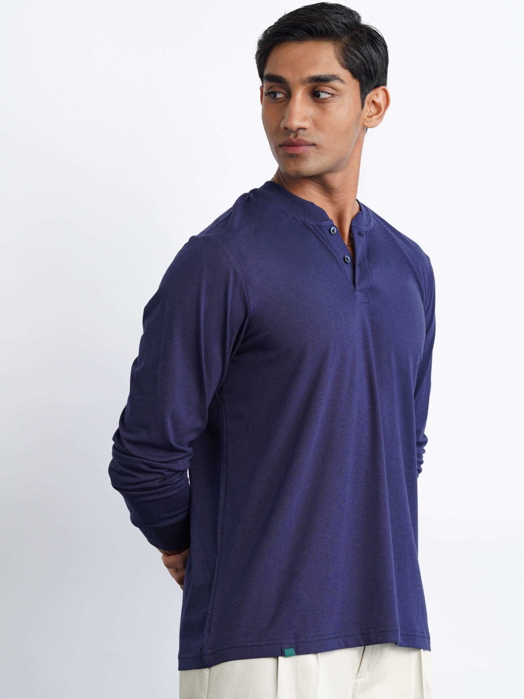 COVE AND LANE Men Solid Henley Neck T-shirt