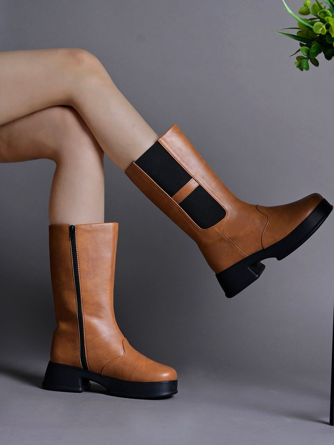 Shoetopia Women Tan Smart Casual Long Boots