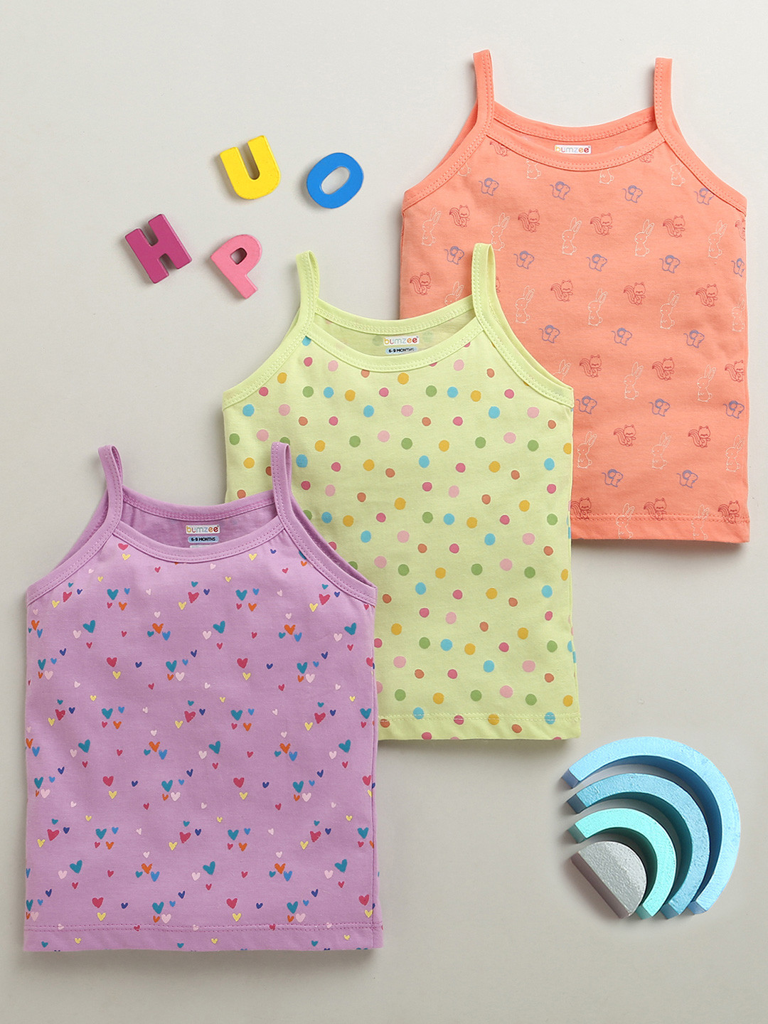 BUMZEE Girls Pack Of 3 Printed Cotton Slips