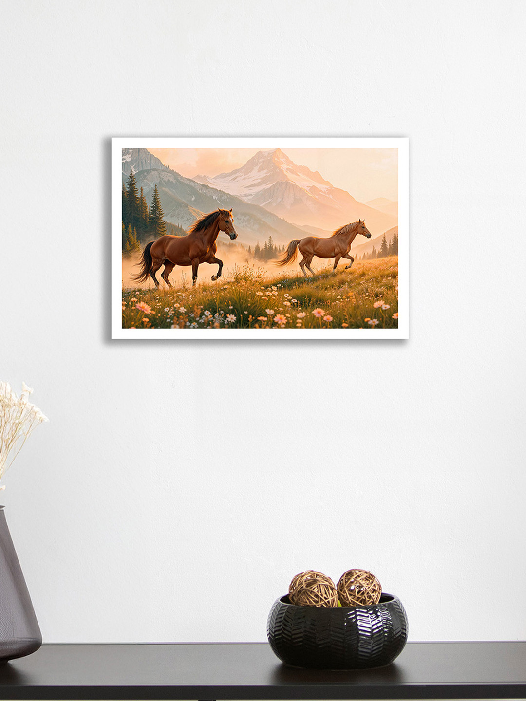 nestroots Brown And Green Beneath The Amber Sky Canvas Birds and Animals Wall Art