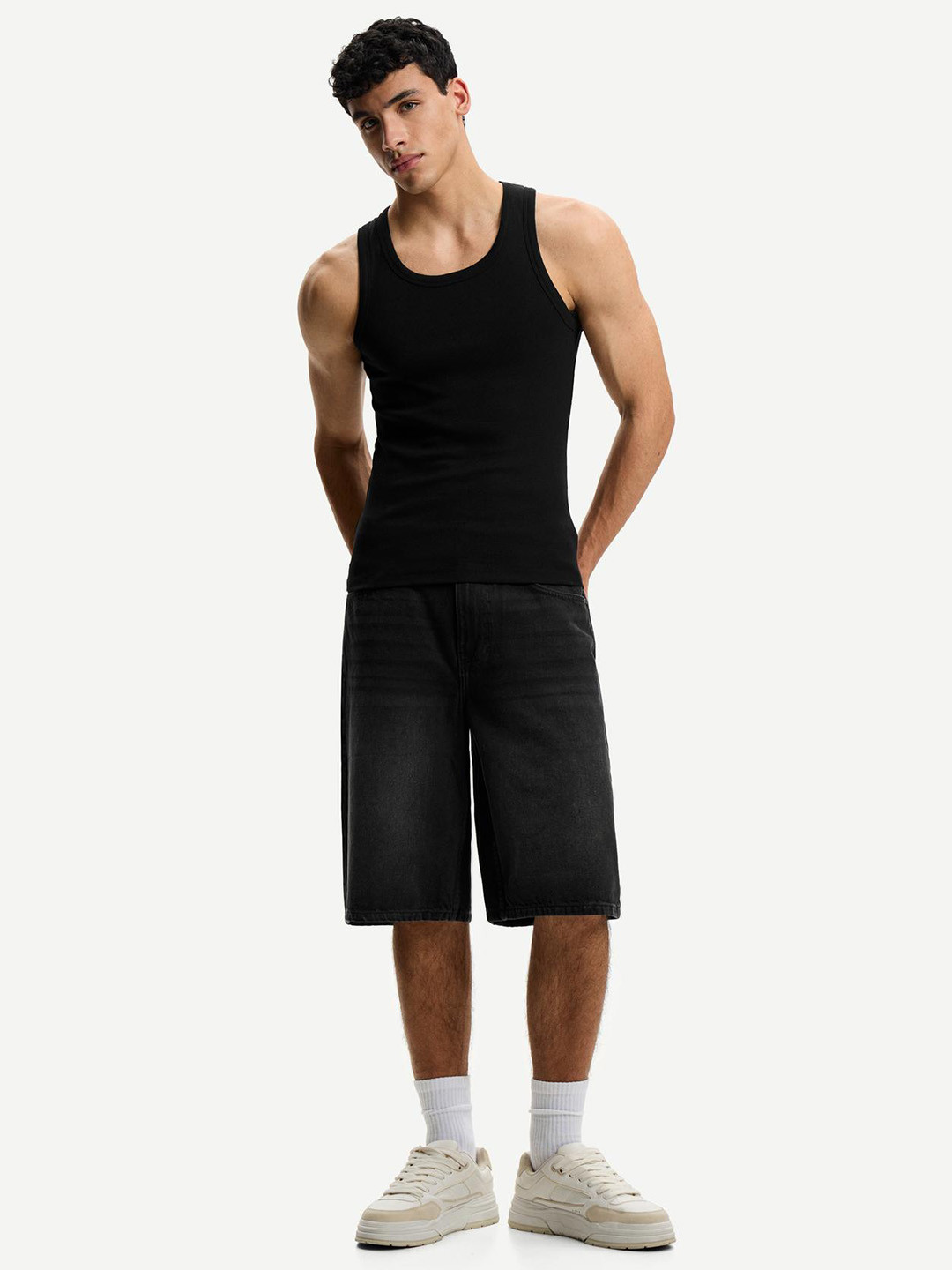 Bershka Baggy Denim Bermuda Shorts