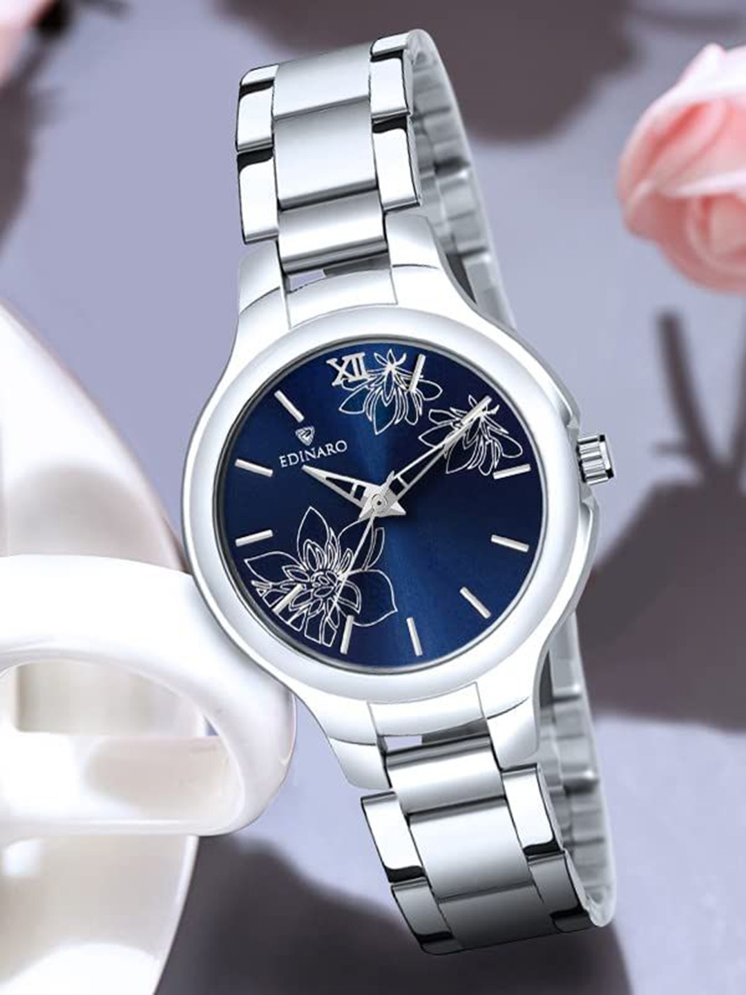 EDINARO Girls Dial & Stainless Steel Bracelet Style Straps Analogue Watch ED-2130W