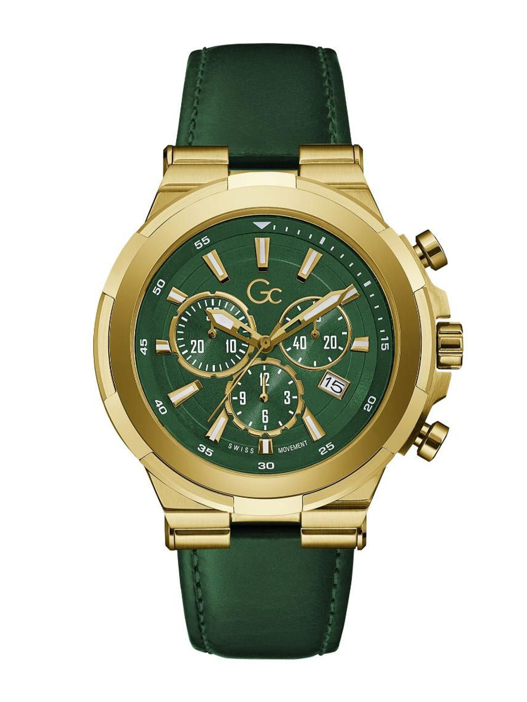 GC Structura Men Brass Dial & Leather Straps Analogue Watch Y23015G9MF