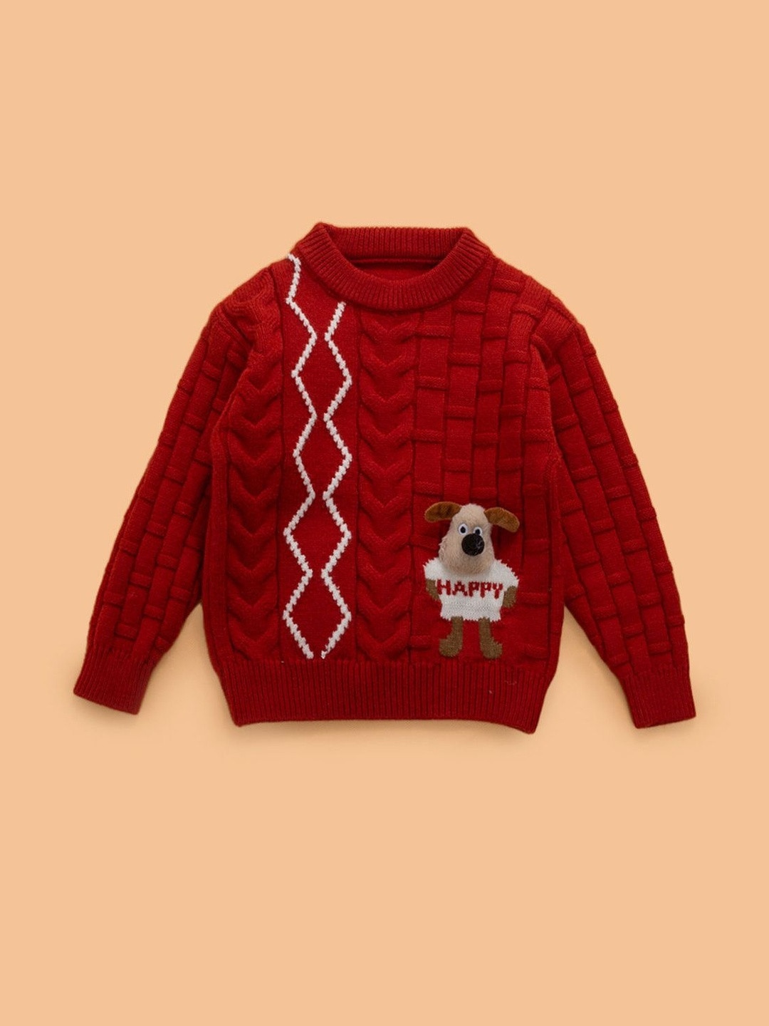 Hopscotch Boys Happy Dog Cable Knit Pullover Sweater