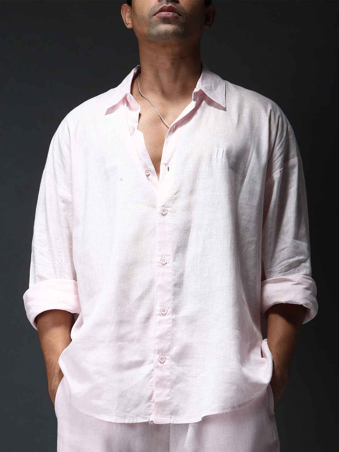 Chapter 2 Unisex Solid Comfort Oversized Linen Casual Shirt