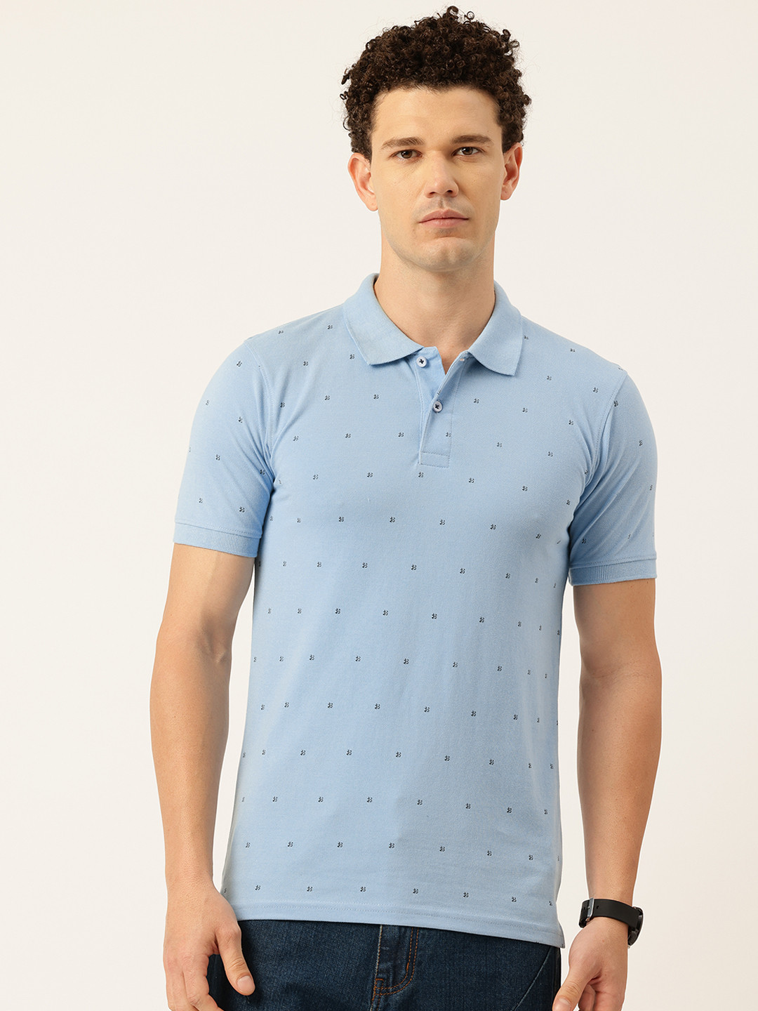 Okane Brand Logo Printed Polo Collar T-shirt