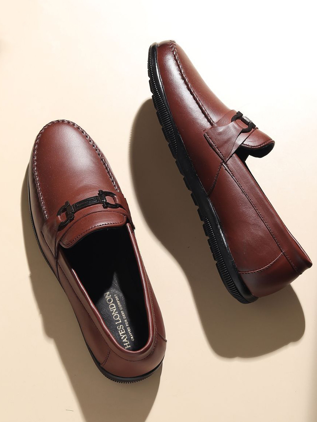 Hayes London Men Solid Slip-On Leather Formal Loafers